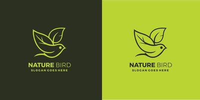 natur fågel logotyp med fågel och blad design proffs stil och proffs svg vektor