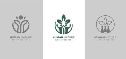 mänsklig människor tillsammans natur löv abstrakt illustration logotyp ikon design mall element fri stil vektor