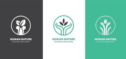mänsklig människor tillsammans natur löv abstrakt illustration logotyp ikon design mall element fri stil vektor