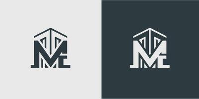 Brief m e Gebäude, heim, echt Anwesen, Gebäude, Eigentum. minimal genial modisch Fachmann Logo Design Vorlage auf Profi svg vektor