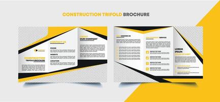 konstruktion trifold broschyr mall design, konstruktion företag trifold broschyr mall, verklig egendom broschyr design proffs svg vektor