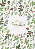 Frohe Weihnachten und Neujahrskarten mit Kiefernkranz, Mistel, Winterpflanzen entwerfen Illustration für Grüße, Einladung, Flyer, Broschüre. vektor
