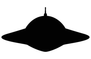 UFO utomjording rymdskepp svart silhuett, enkel utomjording fartyg symbol, Plats flygande fat. vektor