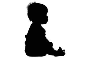 Baby Silhouette isoliert auf Weiß Hintergrund, Silhouette von Baby, neun Monat alt Sitzung Baby vektor