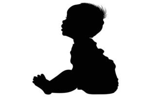 Baby Silhouette isoliert auf Weiß Hintergrund, Silhouette von Baby, neun Monat alt Sitzung Baby vektor
