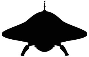 UFO Außerirdischer Raumfahrzeug schwarz Silhouette, einfach Außerirdischer Schiff Symbol, Raum fliegend Untertasse. vektor
