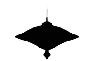 UFO utomjording rymdskepp svart silhuett, enkel utomjording fartyg symbol, Plats flygande fat. vektor
