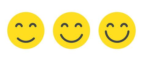Lächeln Gesicht Emoji Symbol einstellen im eben Stil. glücklich Gesichts- Emoticon Konzept vektor