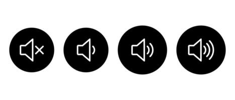 Lautsprecher Volumen Symbol einstellen auf schwarz Kreis. Niveau Klang Taste vektor
