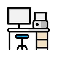 arbete skrivbord ikon. redigerbar arbetsyta möbel symboler. vektor