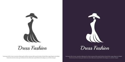 Hut Kleid Mädchen Logo Design Illustration. Silhouette von schön Frau tragen Kleid Hut Zubehör Mode Lebensstil Kleidung viktorianisch königlich Prinzessin Kaiserin. Jahrgang klassisch alt Luxus Symbol. vektor