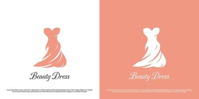 Kleid Mädchen Logo Design Illustration. Silhouette von Schönheit Hochzeit Engagement Hochzeit Kleid Dame Frauen weiblich Mode Lebensstil bekleidung Outfit. eben Symbol Symbol einfach minimal Luxus elegant nobel. vektor