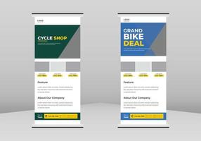 cykelaffär öppnar roll up banner design, ny cykel samling affisch roll up broschyr mall. grand opening cykel butik flyer affisch dl flyer, trend business roll up banner design vektor