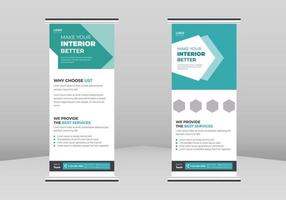 Innenarchitektur Roll-Up-Banner-Design, Innenimmobilien-Poster-Broschüre Roll-Up-Broschürenvorlage. Immobilien Bau Service Flyer Poster dl Flyer, Trend Business Roll Up Banner Design vektor