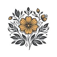 pflat Design Blume Silhouetten und Blätter Blumen- Element Design Vorlage Illustration vektor