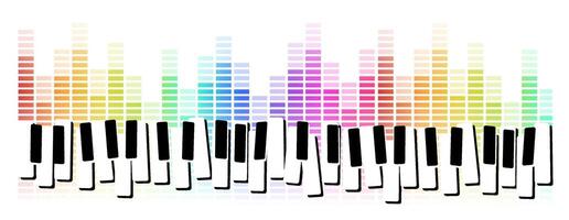 abstrakt piano nycklar på regnbåge utjämnare på vit bakgrund. Begagnade för dekoration, reklam design, webbplatser eller publikationer, banderoller, posters och broschyrer. vektor