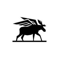 ein schwarz und Weiß Logo von ein Elch mit Flügel vektor