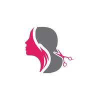 ein Frau Kopf mit Schere und ein Rosa Hintergrund vektor
