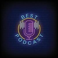 bästa podcast neonskylt stil text vektor