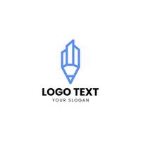 ein Blau Bleistift Logo Design vektor