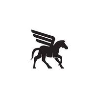 ein schwarz und Weiß Logo von ein Pferd mit Flügel vektor