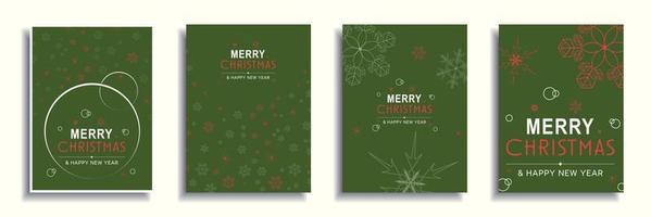 god jul och nytt år 2022 broschyromslag set. xmas minimal banner design med snöflingor mönster och kanter på grön bakgrund. vektorillustration för flygblad, affisch eller gratulationskort vektor