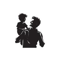 Vater und Sohn Silhouette auf Weiß Hintergrund. Vater und Sohn Logo, Illustration. vektor