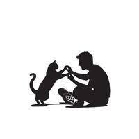 Katze Silhouette auf Weiß Hintergrund. spielen Katze Illustration. Katze spielen Silhouette vektor