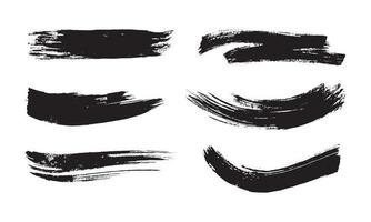 Satz von schwarzen Tintenstrichen auf weißem Papier. Grafikdesign-Elemente für das untere Drittel, Texteffekt, Foto-Pverlay usw. abstrakte Pinselstriche im chinesischen Stil vektor