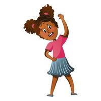 liten afro amerikan flicka håller på med träning, aktiva friska livsstil vektor