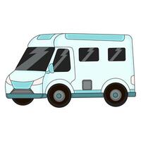 skåpbil lastbil eller rv bil för leverans eller camping i tecknad serie stil från sida se vektor