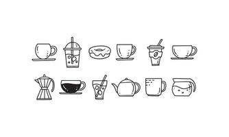 Satz von Hand gezeichneten Vektorillustration des Cafés vektor