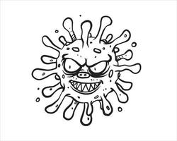 Virus Monster handgezeichneter Vektor. Hand gezeichnete Linie Kunstkarikaturillustration. isoliertes Symbol auf weißem Hintergrund vektor