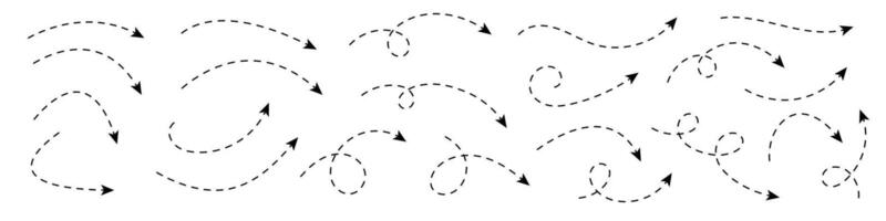 gebogen gepunktet Pfeil. Zickzack- Pfeil Streifen Design mit gepunktet Linien. vektor