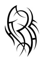 neo abstrakt stam- tatuering. vertikal svart axel tatuering. cyber sigilism stil hand dragen prydnad. celtic gotik kropp prydnad former. maori etnisk figur isolerat på vit bakgrund. skiss konst vektor