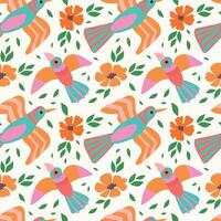 künstlerisch Frühling Muster mit Vögel und Blumen. es können Sein benutzt zum Textilien, Mode, Hintergrund, Verpackung Papier, Notizbücher vektor