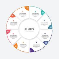Kreis runden Zyklus Geschäft Infografik Design Vorlage mit 8 Optionen vektor