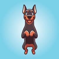 Dobermann Hund steht auf Hinter Beine Illustration vektor