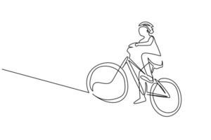 jung Junge Reiten ein Fahrrad Aktivität Kopfstütze Linie Kunst vektor