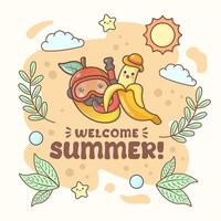 Sommer- Stimmung Party Strand Banane und Mango mit süß Gesichts- Ausdrücke und Pastell- Farbe vektor