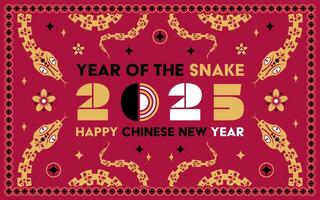 glücklich Chinesisch Neu Jahr 2025 Schlange Tierkreis Zeichen, modern eben Kunst Design vektor