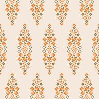 traditionell ethnisch Motive Ikat geometrisch Stoff Muster Kreuz Stich.ikat Stickerei ethnisch orientalisch Pixel braun Sahne Hintergrund. abstrakt, Illustration. Textur, Schal, Dekoration, Tapete. vektor