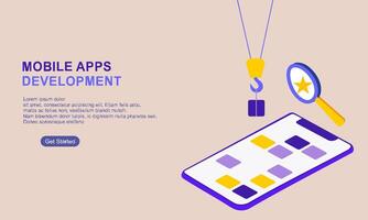 landning sida mall för mobil app utveckling vektor
