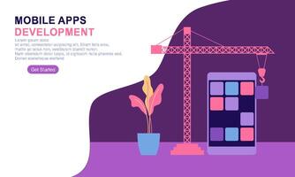 landning sida mall för mobil app utveckling vektor