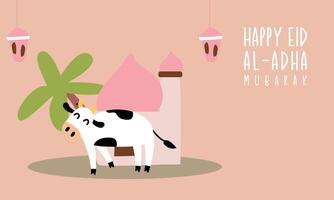 heilig eid al adha Mubarak süß Banner Karikatur Gekritzel vektor