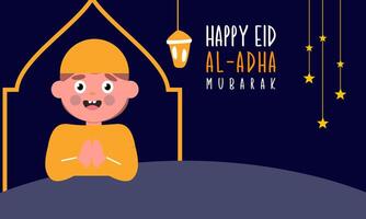 heilig eid al adha Mubarak süß Banner Karikatur Gekritzel vektor