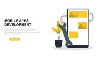 Landung Seite Vorlage zum Handy, Mobiltelefon App Entwicklung vektor