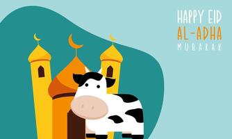 heilig eid al adha Mubarak süß Banner Karikatur Gekritzel vektor