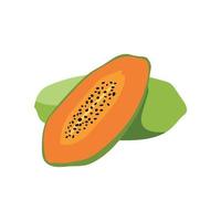 färsk papaya skivad. tropiska frukter illustration samling i vektordesign. hälsosam, saftig och söt mat. färgglad frukt animation isolerad på vit bakgrund. vektor