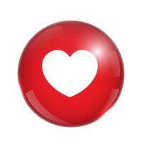 3d röd bubbla med hjärta symbol vektor